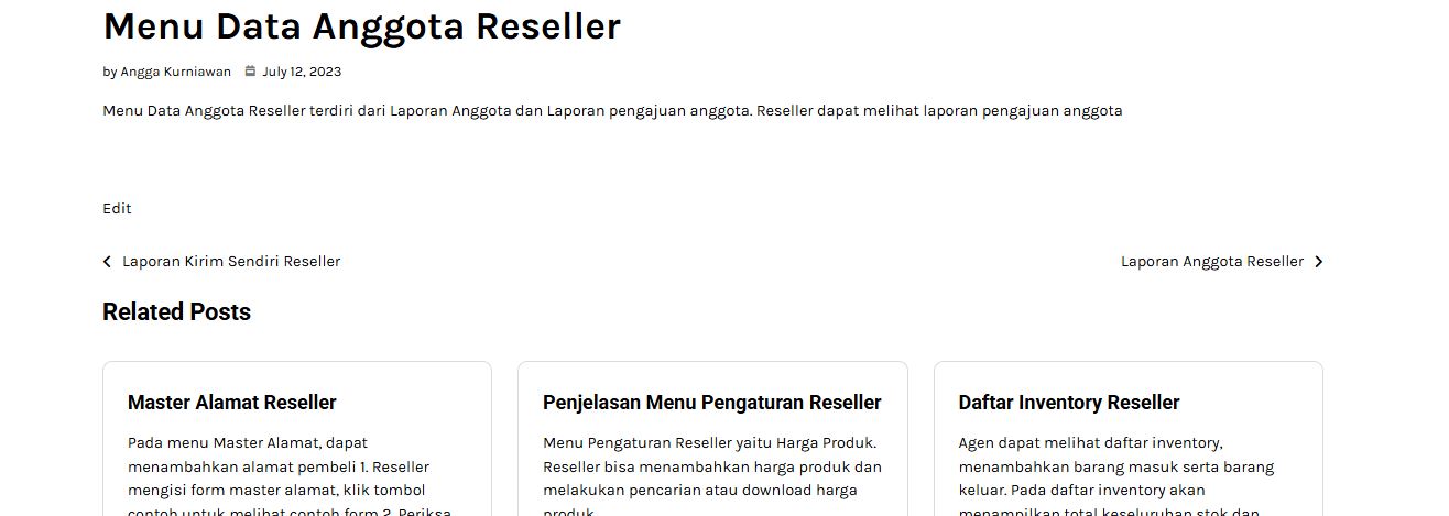 Menu Data Anggota Reseller