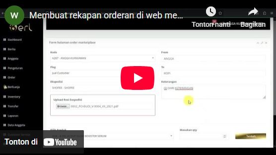 Membuat rekapan orderan di web member husus untuk orderan yang mempunya resi pengiriman