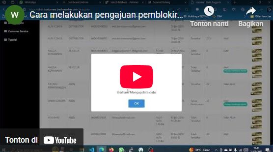 Cara melakukan pengajuan pemblokiran member ke pusat